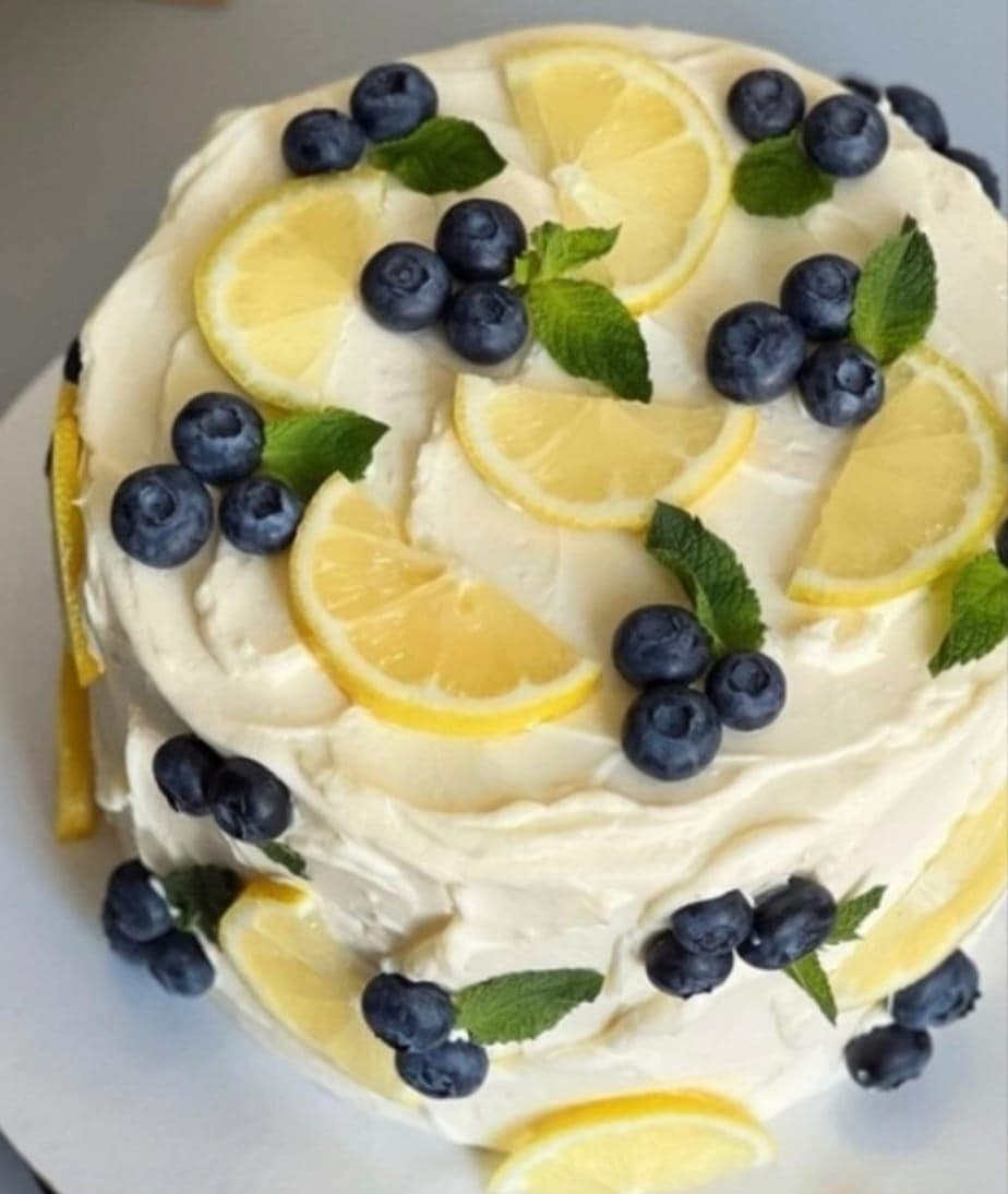 Lemon Blueberry Fresh Cream Cake