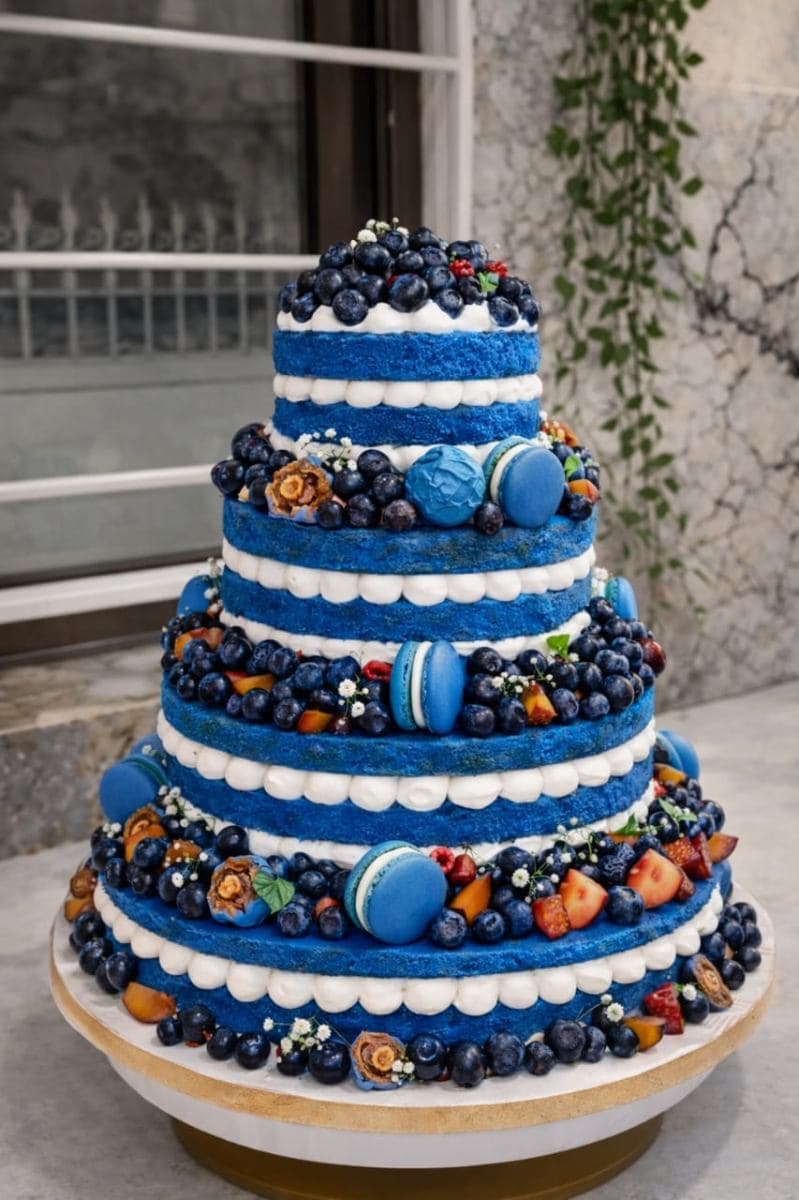 Midnight Berry Macaron Tower